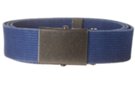 blue wide stone-washed cotton web belt with antique silver military style buckle