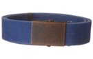 faded blue wide stone-washed cotton web belt with antique bronze military style buckle