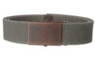 olive gray wide stone-washed cotton web belt with antique bronze military style buckle