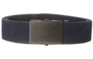 navy blue wide stone-washed cotton web belt with antique silver military style buckle