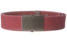 red wide stone-washed cotton web belt with antique silver military style buckle