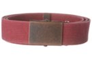 faded red wide stone-washed cotton web belt with antique bronze military style buckle