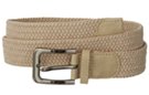 beige braided stretch belt with gunmetal buckle