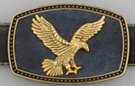 oblong leatherette and bronze belt buckle with golden eagle