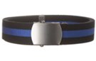 black and blue striped military web belt