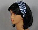 navy blue and white striped satin hairband