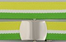 military-style web belt, light and dark green bands with white center