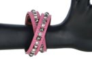 skinny studs and stones pink leather bracelet