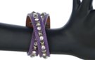 skinny studs and stones purple leather bracelet