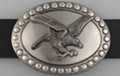 belt buckle, eagle surrounded by pewter gray border with nickel studs
