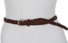 skinny studded plaited brown leather belt