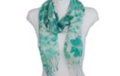 aqua green summer floral print scarf