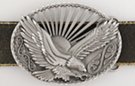 oval belt buckle with eagle and sunburst