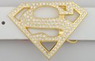 rhinestone and gold super "S" and shield belt buckle