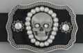 Swarovski crystals and skull black shield belt buckle