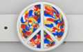 rainbow-colored peace sign enameled belt buckle