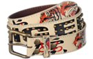 wheat straw leather belt with tiger faces