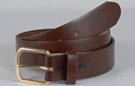 medium wide top-grain leather belt strap with snap closure and heel bar buckle