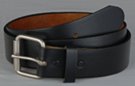 top grain oil tan black leather belt with snap-off buckle