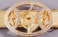 rhinestone studded triple baby phat cat gold-tone oval buckle