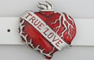 blood red heart shaped "True Love" belt buckle