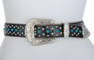 black Trading Post turquoise stud leather belt