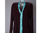 turquoise wood beads sewn into long long skinny turquoise crochet summer scarf