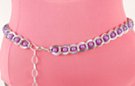chain belt: double twisted silver links with inset violet beads
