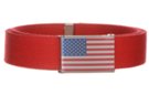 USA flag dye sub fliptop buckle on red web belt