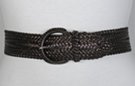 black faux leather braided belt snake skin weave, braided buckle and braided retainer