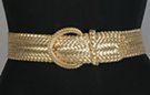gold faux leather braided belt snake skin weave, braided buckle and braided retainer