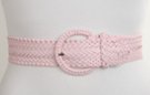 pink faux leather braided belt with braided buckle
