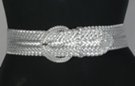 silver faux leather braided belt snake skin weave, braided buckle and braided retainer