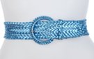 metallic blue braided belt with braided buckle retainer