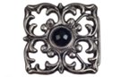 small square filigree western buckle with black stone