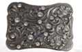 big rectangular pewter and rhinestone belt buckle