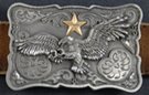 western-style brass and pewter attacking eagle belt buckle