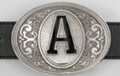oval pewter western initial buckle
