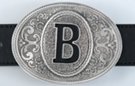 oval pewter western initial buckle
