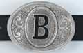 oval pewter western initial buckle