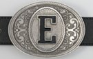 oval pewter western initial buckle
