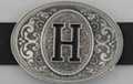 oval pewter western initial buckle
