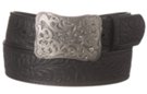 black leather belt with rhinestone western buckle