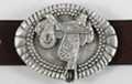 oval pewter western belt buckle with western saddle