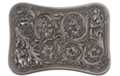bow-tie silver-tone belt buckle with western scrollwork embossed