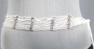 1-3/4" wide white bead sash, 24" of 10 string segments of colored beads, 6-1/2" braided ties, 12" tassles