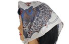 square silk scarf, white and gray