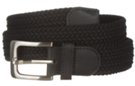 extra wide black braided stretch belt with black tabbing and nickel buckle
