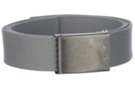 gray wide web belt with military style buckle