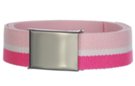 medium multi-pink striped web belt with military style buckle
